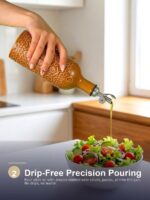 18oz Ceramic Oil Dispenser Bottle | Caramel Reactive Glaze | Auto-Pour Gravity Spout | Wholesale OEM - Image 4