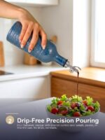 18oz Ceramic Vinegar Dispenser Bottle | Deep Blue Reactive Glaze | Auto-Pour Gravity Spout | Wholesale OEM - Image 5