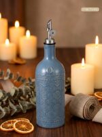 18oz Ceramic Oil Dispenser Bottle | Deep Blue Reactive Glaze | Auto-Pour Gravity Spout | Wholesale OEM - Image 7