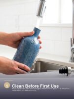 18oz Ceramic Oil Dispenser Bottle | Deep Blue Reactive Glaze | Auto-Pour Gravity Spout | Wholesale OEM - Image 9
