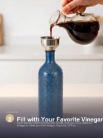 18oz Ceramic Vinegar Dispenser Bottle | Deep Blue Reactive Glaze | Auto-Pour Gravity Spout | Wholesale OEM - Image 10