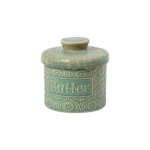 Butter Crock, Ceramic Butter Dish with Lid, 6.7 oz French Butter Keeper, Reactive Glaze – Green