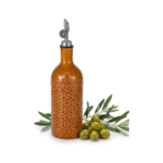 18oz Ceramic Oil Dispenser Bottle | Caramel Reactive Glaze | Auto-Pour Gravity Spout | Wholesale OEM