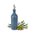 18oz Ceramic Oil Dispenser Bottle | Deep Blue Reactive Glaze | Auto-Pour Gravity Spout | Wholesale OEM