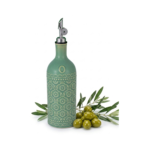 18oz Ceramic Oil Dispenser Bottle | Sage Green Reactive Glaze | Auto-Pour Gravity Spout | Wholesale OEM