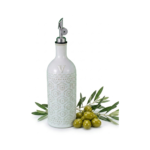 18oz Ceramic Vinegar Dispenser Bottle | Ivory White Glaze | Auto-Pour Gravity Spout | Wholesale OEM